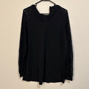 Allegrace Black Top with Lace Sleeves